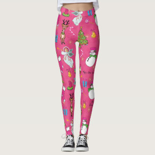 Christmas angel,deer and snowman leggings