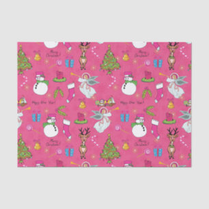 Christmas angel,deer and snowman tissue paper