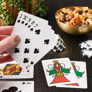 Christmas Angel Drummer Holiday Music Design Playing Cards
