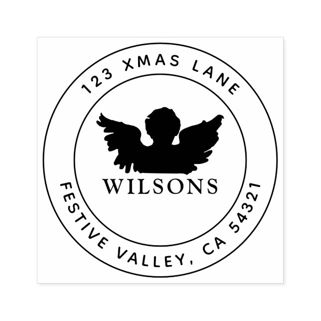 Christmas Angel Festive Holiday Address  Rubber Stamp (Imprint)