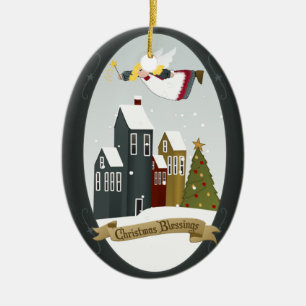 Christmas Angel - Glad Tidings, Christmas Blessing Ceramic Ornament