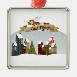 Christmas Angel - Glad Tidings, Christmas Blessing Metal Ornament