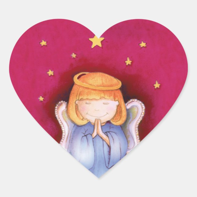 Christmas angel heart red sticker (Front)