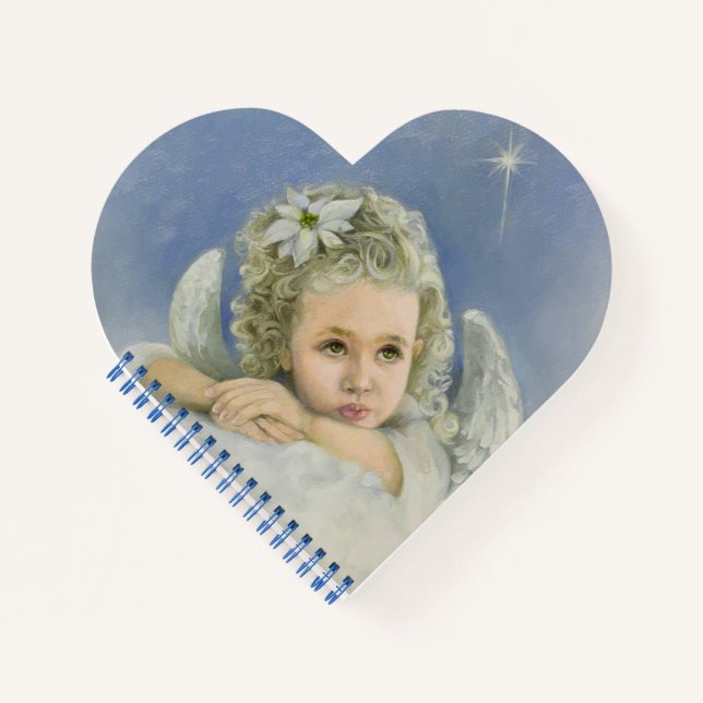 Christmas Angel Heart Spiral Notebook (Front)