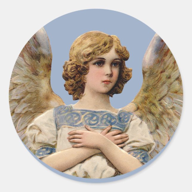 Christmas Angel Holiday Card Envelope Seal Vintage (Front)
