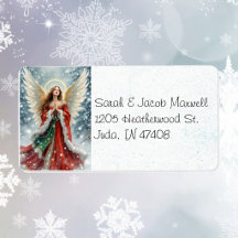 Christmas Angel in Snow Custom Return Address