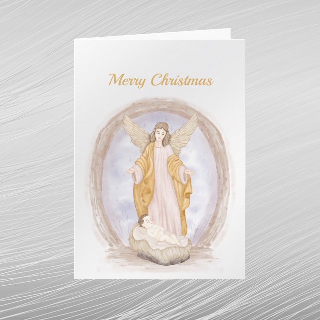 Christmas Angel Jesus Religious Watercolor Holiday Card (Creator Uploaded)