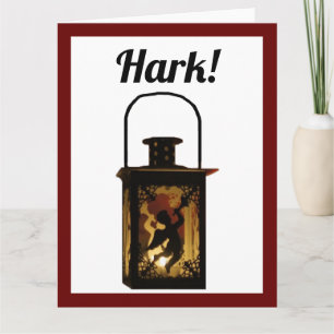 Christmas Angel Lantern Winter Holiday Decoration Card