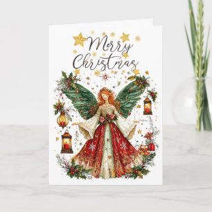 Christmas Angel & Lightened lanterns. Christmas Card