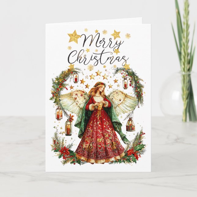 Christmas Angel & Merry Christmas Greeting Card (Front)