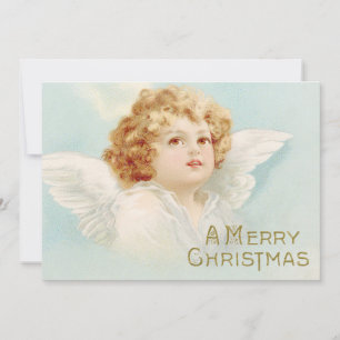 Christmas Angel Merry Christmas Religious Blue Holiday Card
