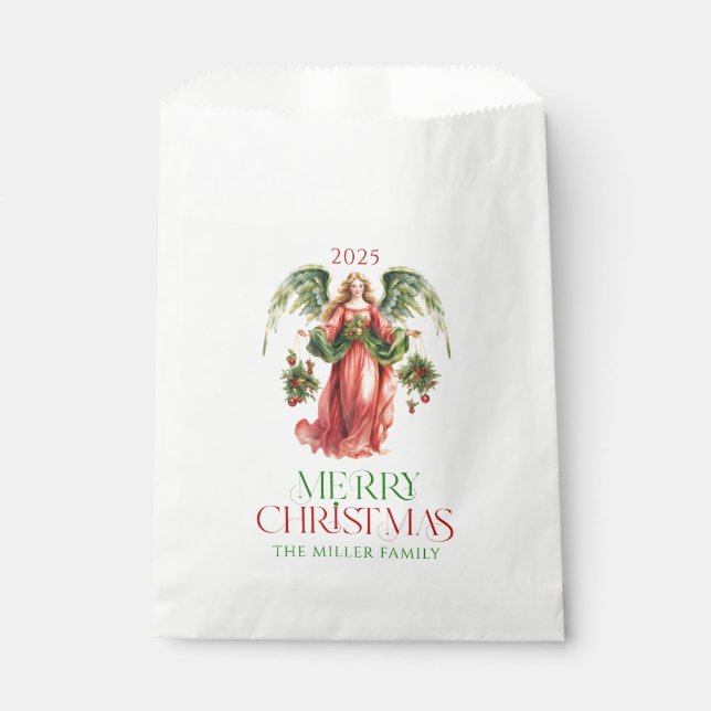 Christmas Angel Merry Christmas Typography  Favour Bag (Front)