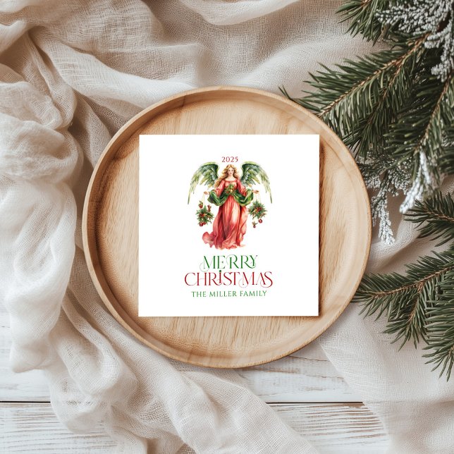 Christmas Angel Merry Christmas Typography  Napkin (Creator Uploaded)