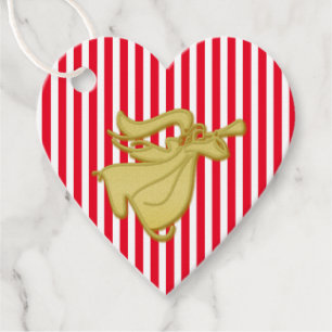 Christmas angel modern stripes red white gold favour tags