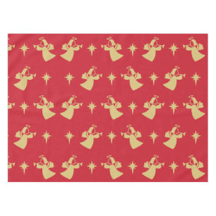 Christmas Angel Nativity Star Red Gold Tablecloth