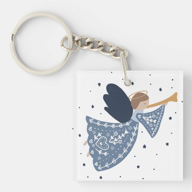 Christmas Angel Peace on Earth Holiday Heartfelt Keychain (Front)