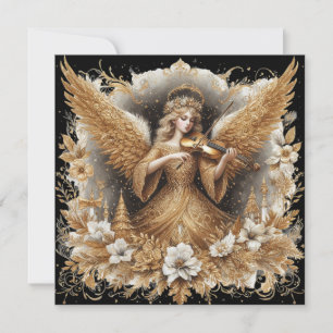 Christmas Angel playing music Holiday Card