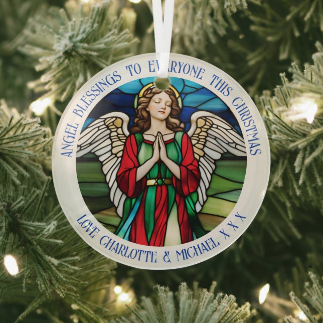 Christmas Angel Red And Green Stained  Glass Ornament (Insitu)