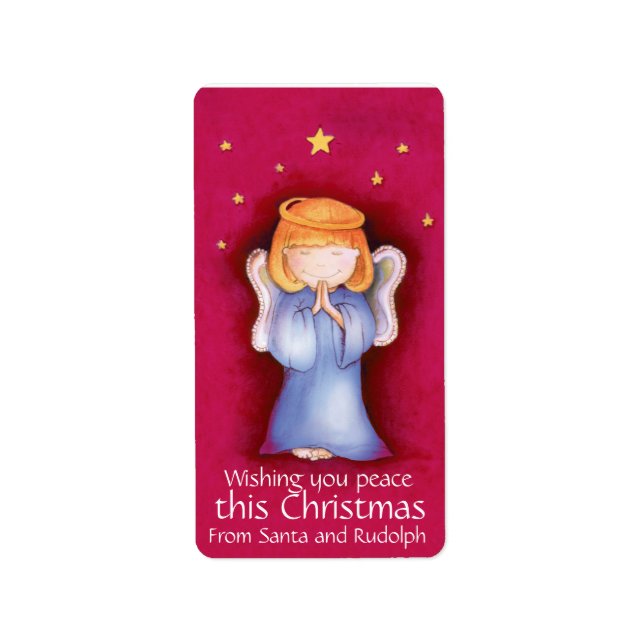 Christmas angel red gift labels (Front)