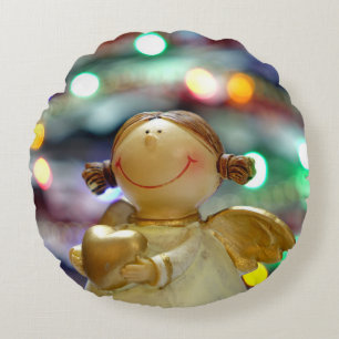 Christmas Angel Round Pillow