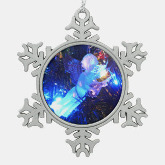 Christmas Angel Snowflake Pewter Christmas Ornament