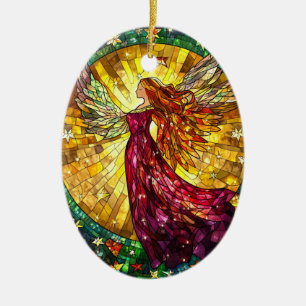 Christmas Angel Stained Glass Appearance Ceramic Ornament