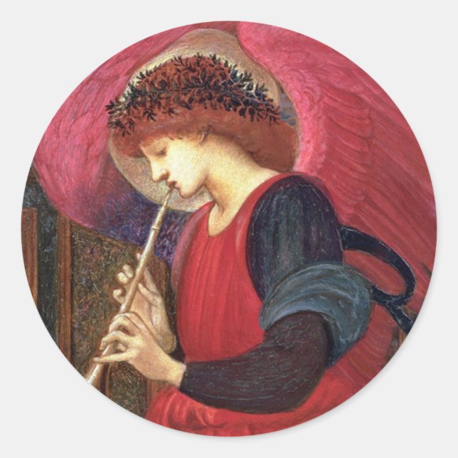 Christmas Angel Stickers - Burne-Jones - Red (Front)