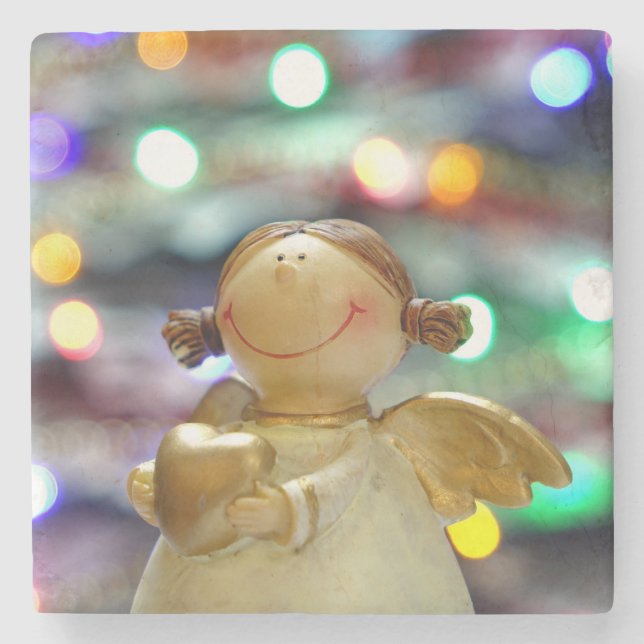 Christmas Angel Stone Coaster (Front)