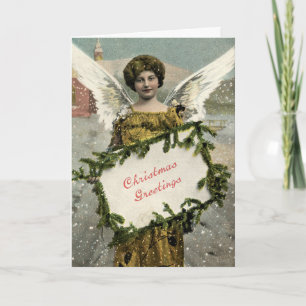 Christmas Angel Vintage Xmas Fairy Greeting Card