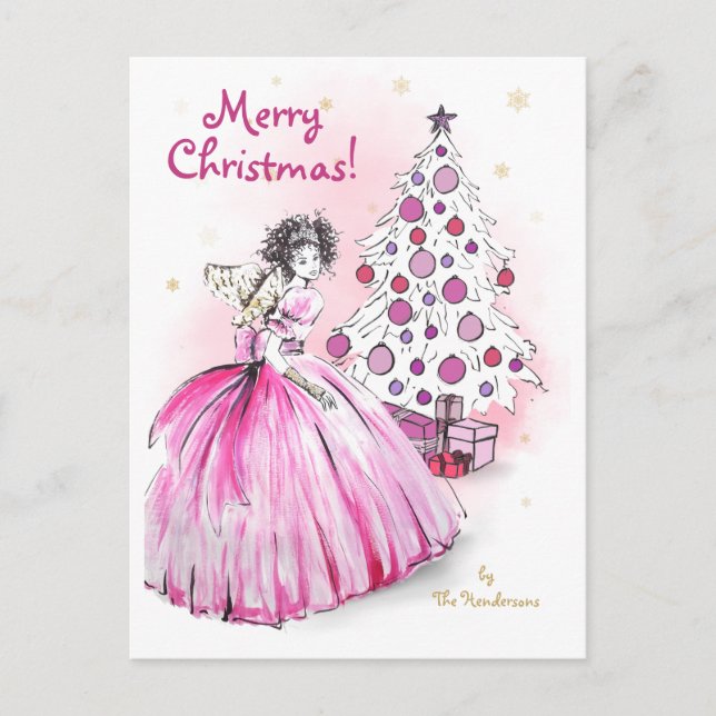 Christmas Angel With Christmas Tree Postcard (Front)