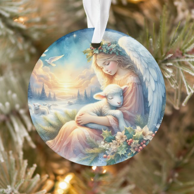 Christmas Angel with Lamb in Winter Peace (Arbre)