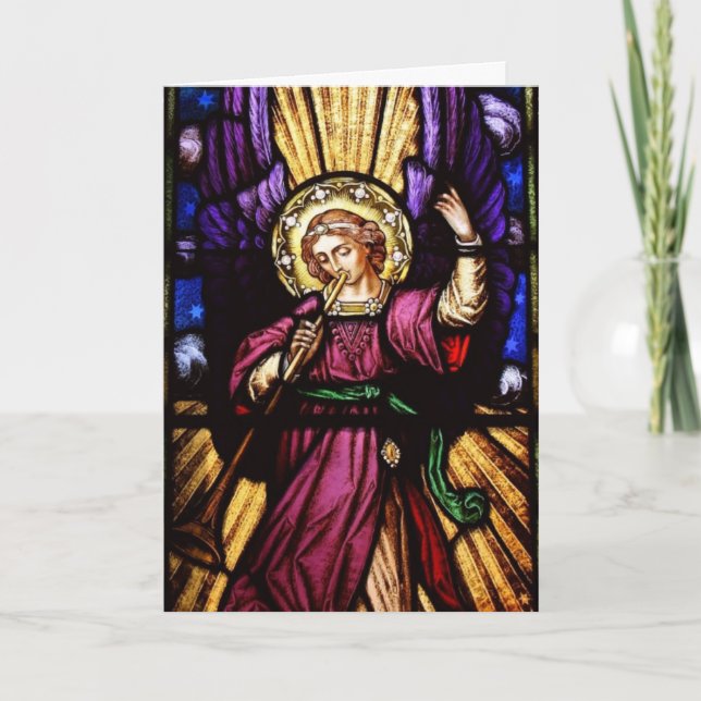 Christmas Angel with Trumpet Holiday Card (Front)