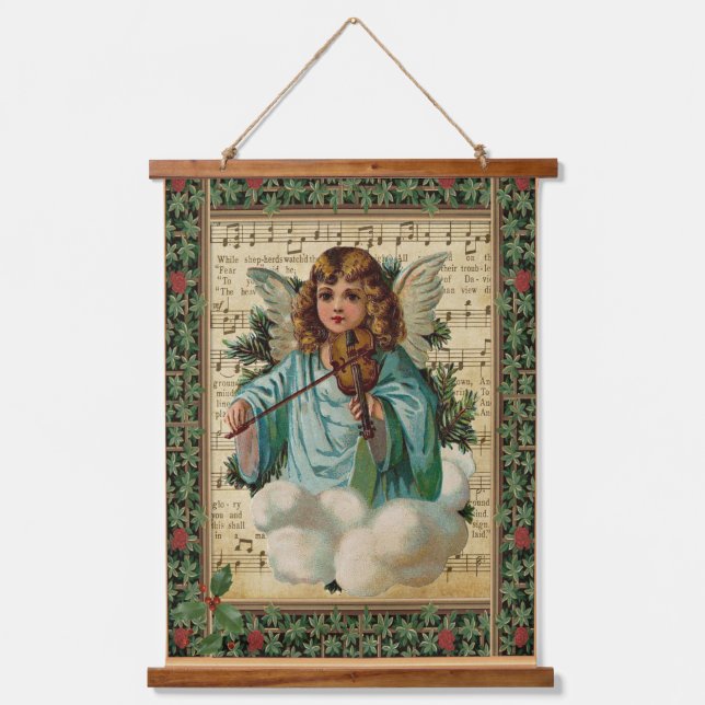 Christmas Angel with Violin Hanging Tapestry (Front)