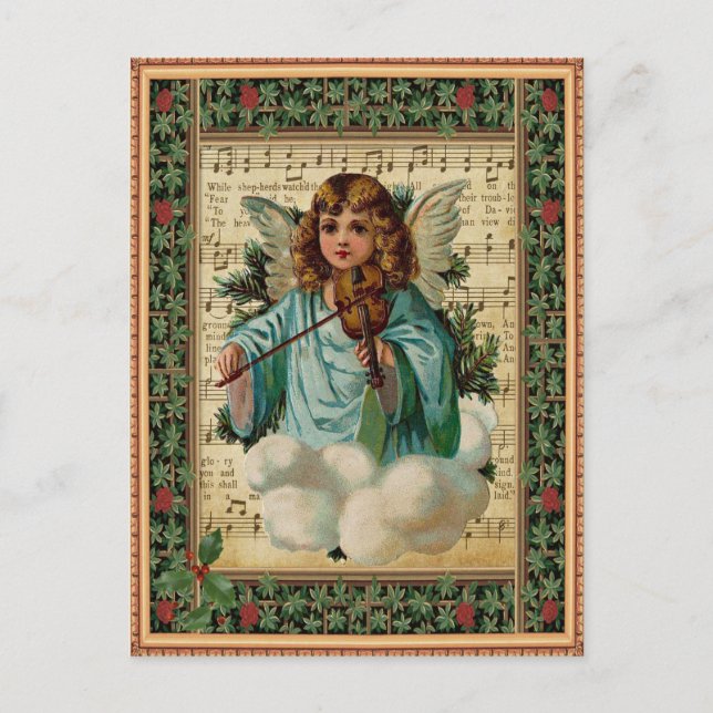 Christmas Angel with Violin Holiday Postcard (Front)