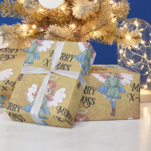 Christmas angel wrapping paper