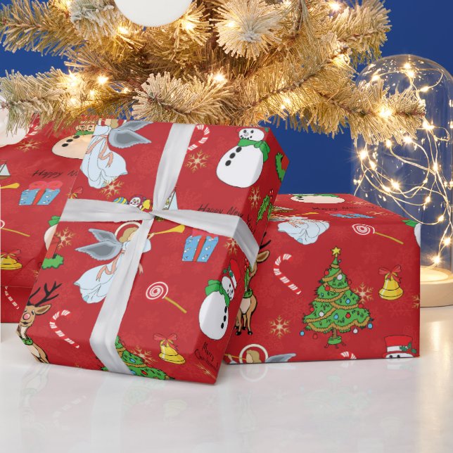 Christmas Angels and snowman wrapping paper (Holidays)