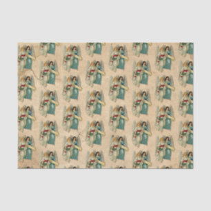 Christmas Angels Antique Victorian Girls Parchment Tissue Paper