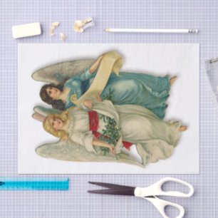 Christmas Angels Antique Victorian Girls Parchment Tissue Paper