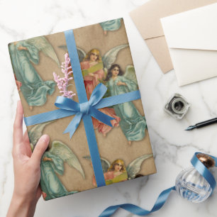 Christmas Angels Antique Victorian Parchment Music Wrapping Paper