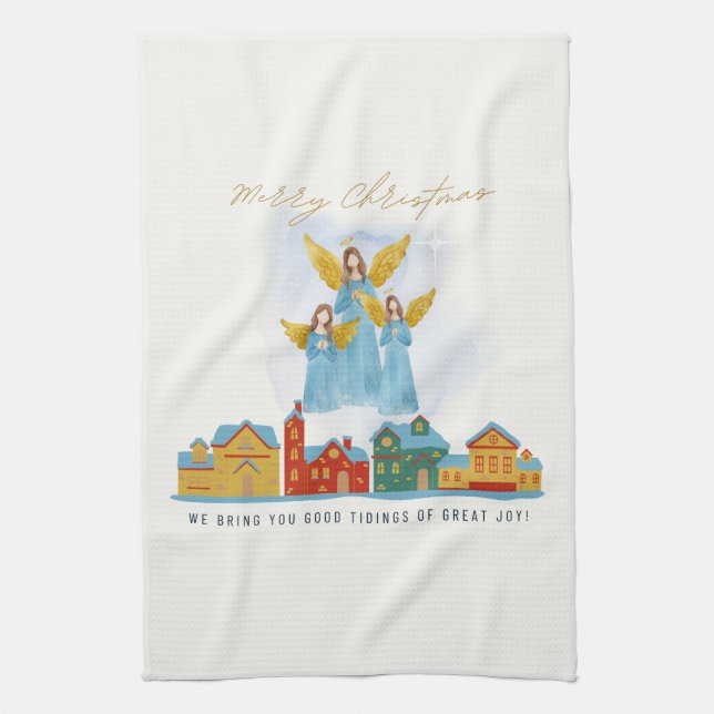 Christmas Angels Bring Joy and Tidings Home Decor! Kitchen Towel (Vertical)