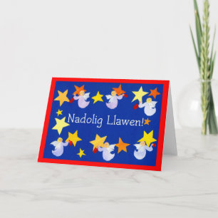 Christmas Angels Card, Welsh Greeting Holiday Card