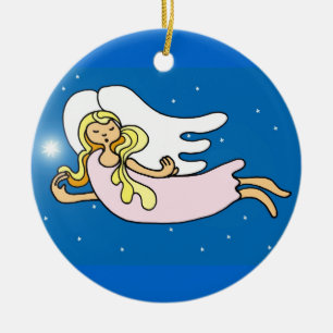 Christmas angels ceramic ornament