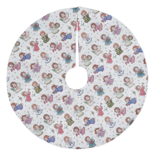 Christmas Angels Fleece Tree Skirt (Front)