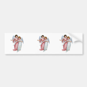 Christmas Angels In pink And Blue Bumper Sticker
