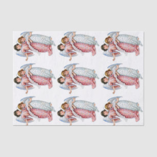 Christmas Angels In Pink And Blue Tissue Paper