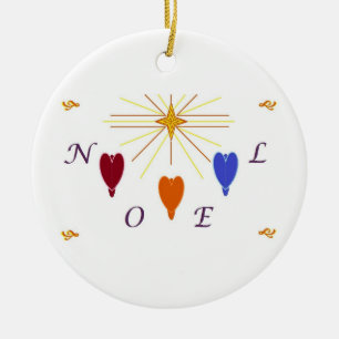 Christmas Angels n Star Noel Ceramic Ornament