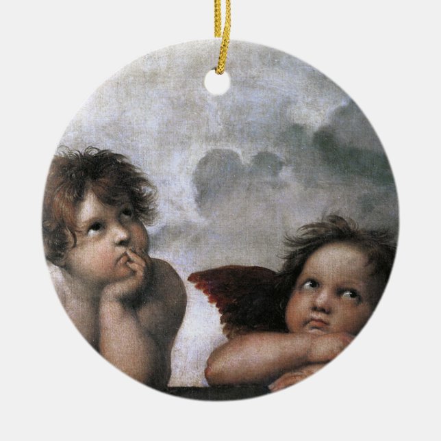 Christmas Angels Raphael Ceramic Ornament (Front)