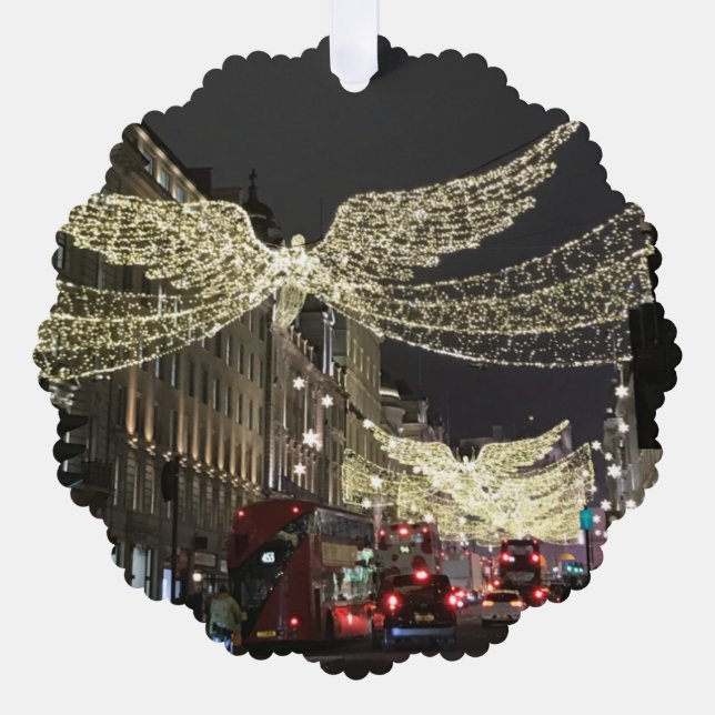 Christmas Angels Regent Street London England UK Ornament Card (Front)