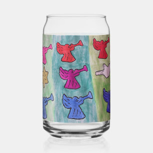Christmas Angels With Trumpets Can Glass