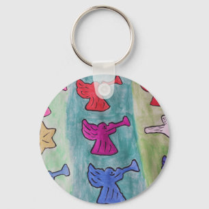 Christmas Angels With Trumpets  Keychain